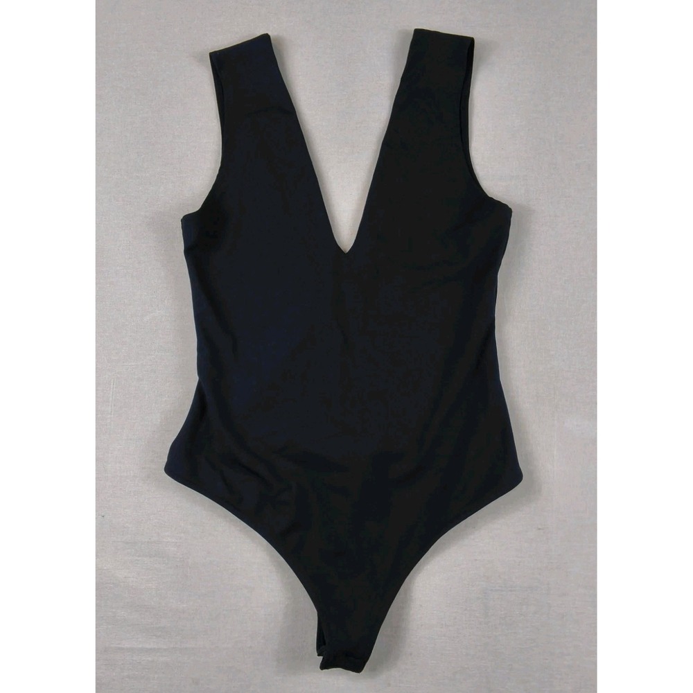 Free People Intimately FP Keep It Sleek Bodysuit Black V Neck Sleeveless Top S